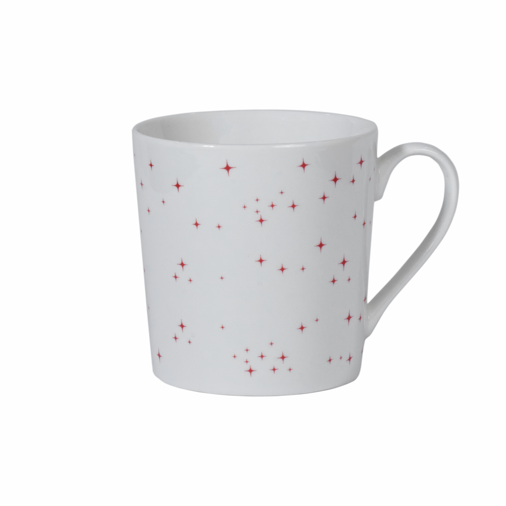 Mindy Brownes Interiors- A Christmas Wish Cup 2- White Cup with Red Stars