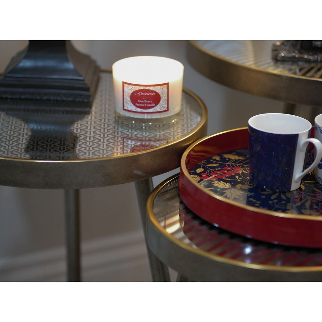 Mindy Brownes Interiors- Midnight Blue & Red Berry Christmas Cups Set- SHM009